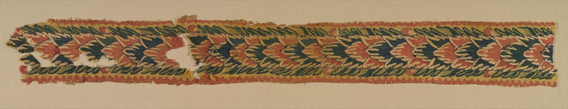 Panel from a Large Curtain, Overlapping Leaves, 300s-400s. Creator: Unknown.