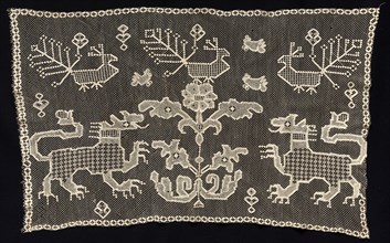 Panel with Panthers, Birds, and Floral Motifs, 18th-19th century. Creator: Unknown.