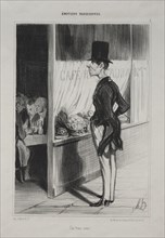 Parisian Emotions, plate 3: I Have Three Sous!, 1839. Creator: Honoré Daumier (French, 1808-1879).