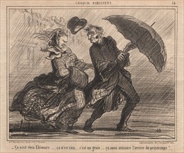 Parisians Sketches: Pl. 34, It's Nothing Eleanor (Croquis Parisiens: Pl. 34, Ça nest rien Éléanor). Creator: Honoré Daumier (French, 1808-1879); Mon. Martinet, r. Rivoli, et 41 r. Vivienne.