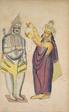 Parivati Placing a Wedding Garland on Shiva , 1800s. Creator: Unknown.