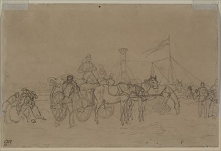 Passengers for Rhine Steamer (verso), second or third quarter 1800s. Creator: Heinrich von Mayr (German, 1806-1871).