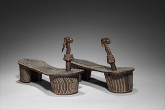 Patten-type Shoes with Pegs, c. 1800s. Creator: Unknown.