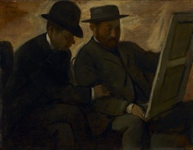 Paul Lafond and Alphonse Cherfils Examining a Painting, c. 1878-1880. Creator: Edgar Degas (French, 1834-1917).