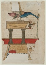 Peacock-shaped Hand Washing Device: Illustration from The Book of Knowledge...(recto), 1315. Creator: Unknown.