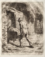 Peasant with a Wheelbarrow, 1855. Creator: Jean-François Millet (French, 1814-1875).