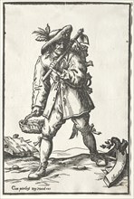 Peasant with Hoe, Basket and Hen. Creator: Ludolph Büsinck (German, 1590-1669).