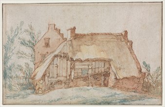 Peasant's Cottage (recto); Bridge and Gate (verso) , c. 1600. Creator: Abraham Bloemaert (Dutch, 1564-1651).