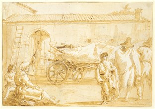 Peasants with a Farm-cart, c. 1790. Creator: Giovanni Domenico Tiepolo (Italian, 1727-1804).