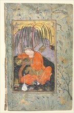 Persian Couplets (recto); Sleeping Youth (verso), late 1500s-early 1600s. Creator: Riza-yi Abbasi (Iranian), style of.