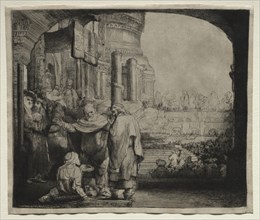 Peter and John Healing the Cripple at the Gate of the Temple, 1659. Creator: Rembrandt van Rijn (Dutch, 1606-1669).