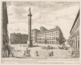 Piazza Colonna from "Prospectus Locurum Urbis Romae Insign[ium]", 1666. Creator: Lievin Cruyl (Flemish, c. 1640-c. 1720).