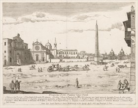 Piazza del Popolo from "Prospectus Locurum Urbis Romae Insign[ium]", 1666. Creator: Lievin Cruyl (Flemish, c. 1640-c. 1720).
