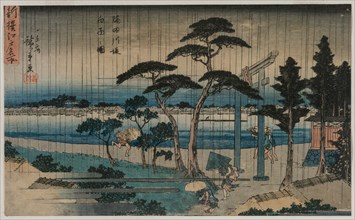 Picture of Light Rain on the Embankment of the Sumida River..., late 1830s or early 1840s. Creator: Ando Hiroshige (Japanese, 1797-1858).
