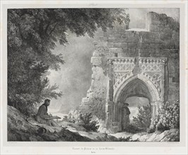 Picturesque and Romantic Journeys in Old France: Ruins of the Palace of the White Queen, 1824. Creator: Alexandre-Evariste Fragonard (French, 1781-1850).