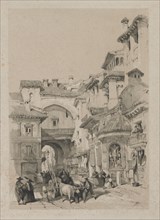 Picturesque Sketches in Spain: Gate of the Vivarrambla, Granada, 1837. Creator: Thomas Shotter Boys (British, 1803-1874); Hodgson & Graves6, Pall Mall, London.
