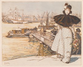 Pier on the Garonne, Bordeaux (Embarcadère sur la Garonne, Bordeaux), 1897. Creator: Auguste Louis Lepère (French, 1849-1918).