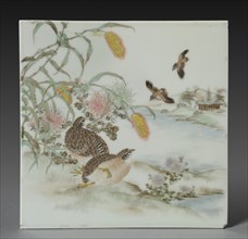 Plaque with Quail, Late 1700s. Creator: Unknown.