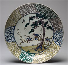 Plate with Bird and Flower, late 1600s. Creator: Unknown.