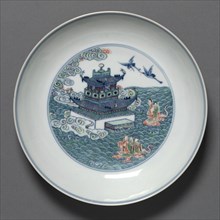 Plate with Isle of the Immortals, 1723-1735. Creator: Unknown.