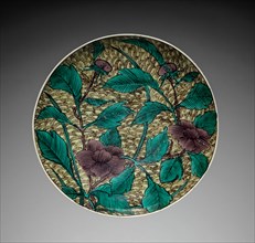 Plate with Peony Design: Kutani Ware, 19th century. Creator: Unknown.