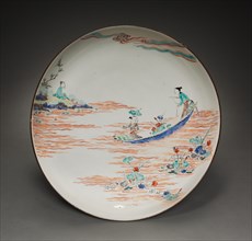 Plate with Zhou Maoshu Admiring Lotus Flowers, late 17th century. Creator: Unknown.