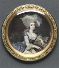 Portrait of a Woman at a Harpsichord, c. 1788. Creator: François Dumont (French, 1751-1831).