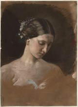 Portrait of a Woman, c. 1889-1899. Creator: Jean-Baptiste-Antoine-Emile Béranger (French, 1814-1883).