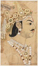 Portrait of Maharaja Pratap Singh (1764-1803), c. 1793. Creator: Sahib Ram (Indian, active 1745-1803), attributed to.