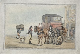 Postboys and Posthorses at the White Hart Inn, 1787. Creator: Thomas Rowlandson (British, 1756-1827).