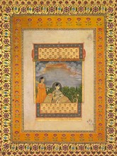 Princess and attendant in trompe l?oeil window, c. 1765. Creator: Aqil Khan (Indian, active mid-1700s).