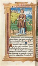 Printed Book of Hours (Use of Rome): fol. 100v, St. Stephen, 1510. Creator: Guillaume Le Rouge (French, Paris, active 1493-1517).