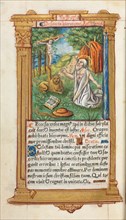 Printed Book of Hours (Use of Rome): fol. 107v, St. Jerome and the Lion, 1510. Creator: Guillaume Le Rouge (French, Paris, active 1493-1517).