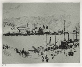 Quai Boieldieu in Rouen, c. 1896. Creator: Camille Pissarro (French, 1830-1903).