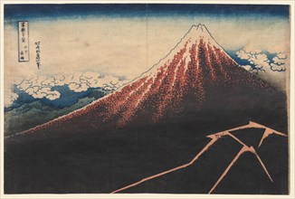 Rain Below the Mountain (from the series Thirty-six Views of Mt. Fuji), early 1830s. Creator: Katsushika Hokusai (Japanese, 1760-1849).