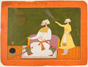 Raja Bikram Singh of Guler (reigned 1661-85) Smoking, about 1680. Creator: Unknown.