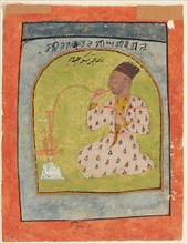 Raja Chattar Singh smoking, c. 1680. Creator: Unknown.