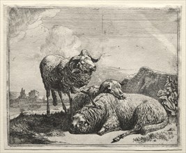 Ram and Two Sheep, 1665. Creator: Johann Heinrich Roos (German, 1631-1685).