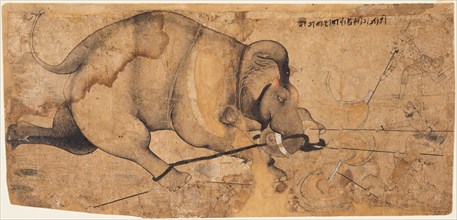 Rao Ram Singh?s Elephant Gone Amok, c. 1700. Creator: Unknown.