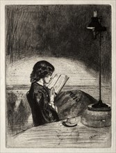 Reading by Lamplight, 1859. Creator: James McNeill Whistler (American, 1834-1903).