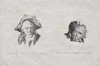 Receuil dessais lithographiques: Deux têtes, 1816. Creator: Godefroy Engelmann (French, 1788-1839).