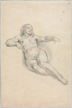 Reclining Female Nude (recto); Various Sketches of Figures and Plants (verso), 19th century. Creator: Anonymous.