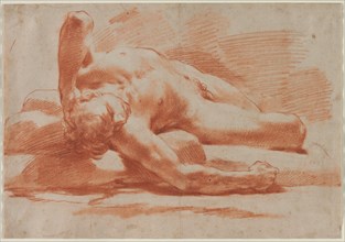Reclining Male Nude, second half 18th century. Creator: Gaetano Gandolfi (Italian, 1734-1802).