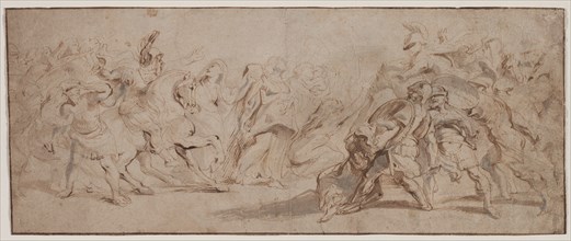 Reconciliation of the Romans and the Sabines (recto) Venus Disarming Mars, Drapery Study (verso) . Creator: Peter Paul Rubens (Flemish, 1577-1640).