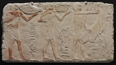 Relief of Three Offering Bearers, c. 2311-2281 BC. Creator: Unknown.