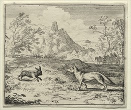 Reynard the Fox: Reynard and the Rabbit. Creator: Allart van Everdingen (Dutch, 1621-1675).