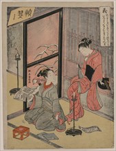 Righteousness (Two Boy Prostitutes Seated by a Candle)..., 1767. Creator: Suzuki Harunobu (Japanese, 1724-1770).