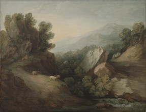 Rocky, Wooded Landscape with a Dell and Weir, c. 1782-1783. Creator: Thomas Gainsborough (British, 1727-1788).