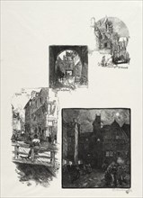 Rouen Illustré: Rue des Charretes; Rue de Halage; Rue Eau de Robec; Place des Arts, 1896. Creator: Auguste Louis Lepère (French, 1849-1918).