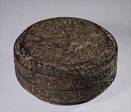 Round Box with Decoration of Two Pheasants and Peonies, late 1200s. Creator: Unknown.